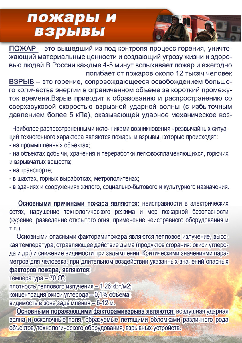 Пожары и взрывы